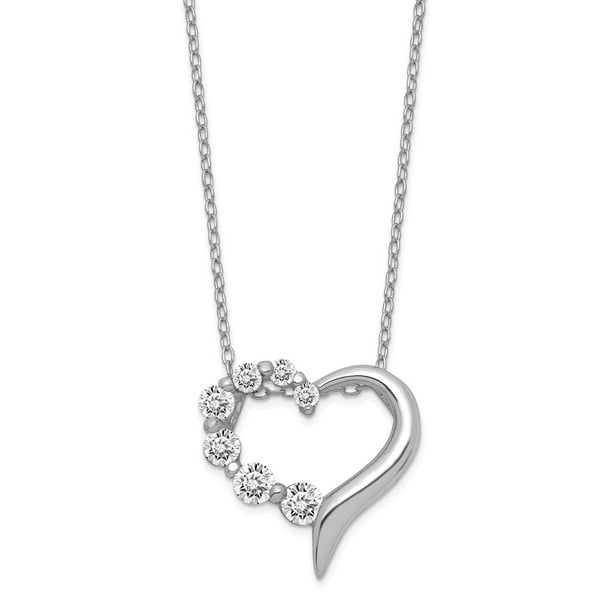 Heart Journey Necklace Cubic Zirconia 18 Length 925 Sterling Silver CZ Heart Journey Necklace Cubic Zirconia 18 Length 925 Sterling Silver CZ